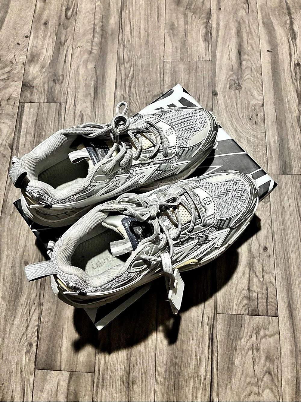 Off white be right back white & Gray Athletic Sneakers NWT